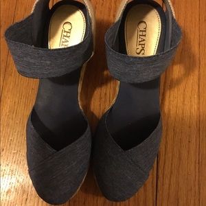 Chaps denim blue wedges